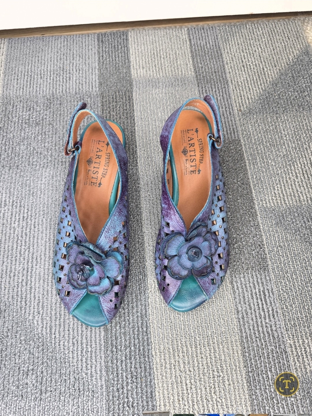 L'ATISTE Blum Teal & Purple Floral Slingback Sandals